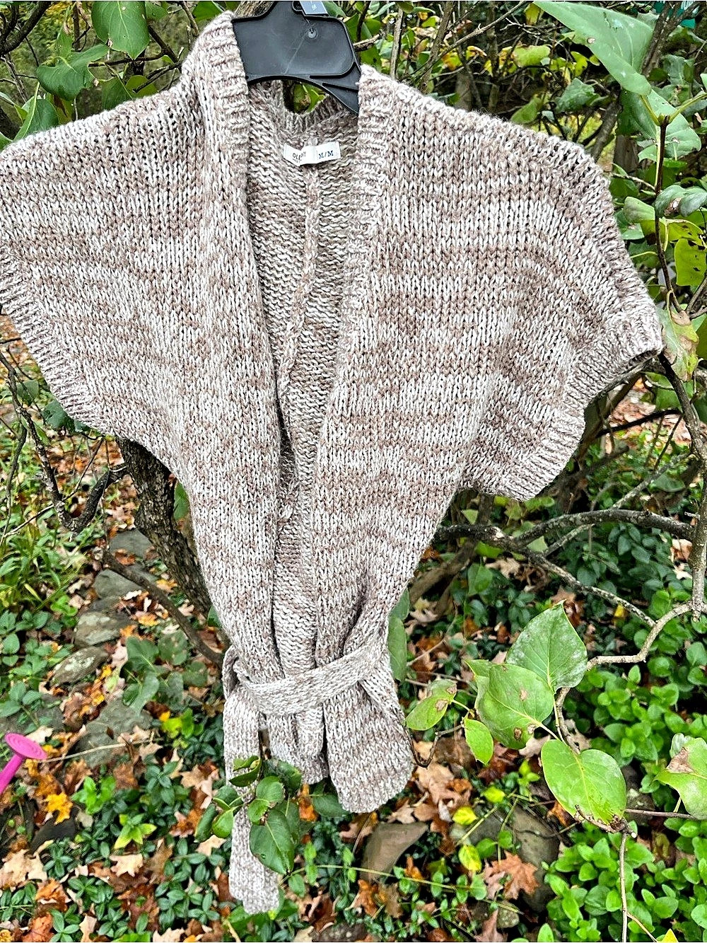 Old Navy Knit Tie-Front Shrug in Brown & White Size Medium Like New